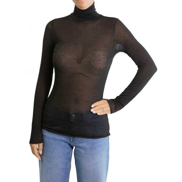 Maglia misto cashmere tinta unita collo alto